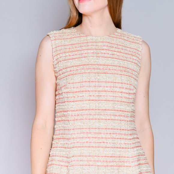 216. ADEAM Beige Pink Tweed A-Line Dress Fall Holiday EUC Designer 4 - Picture 2 of 6